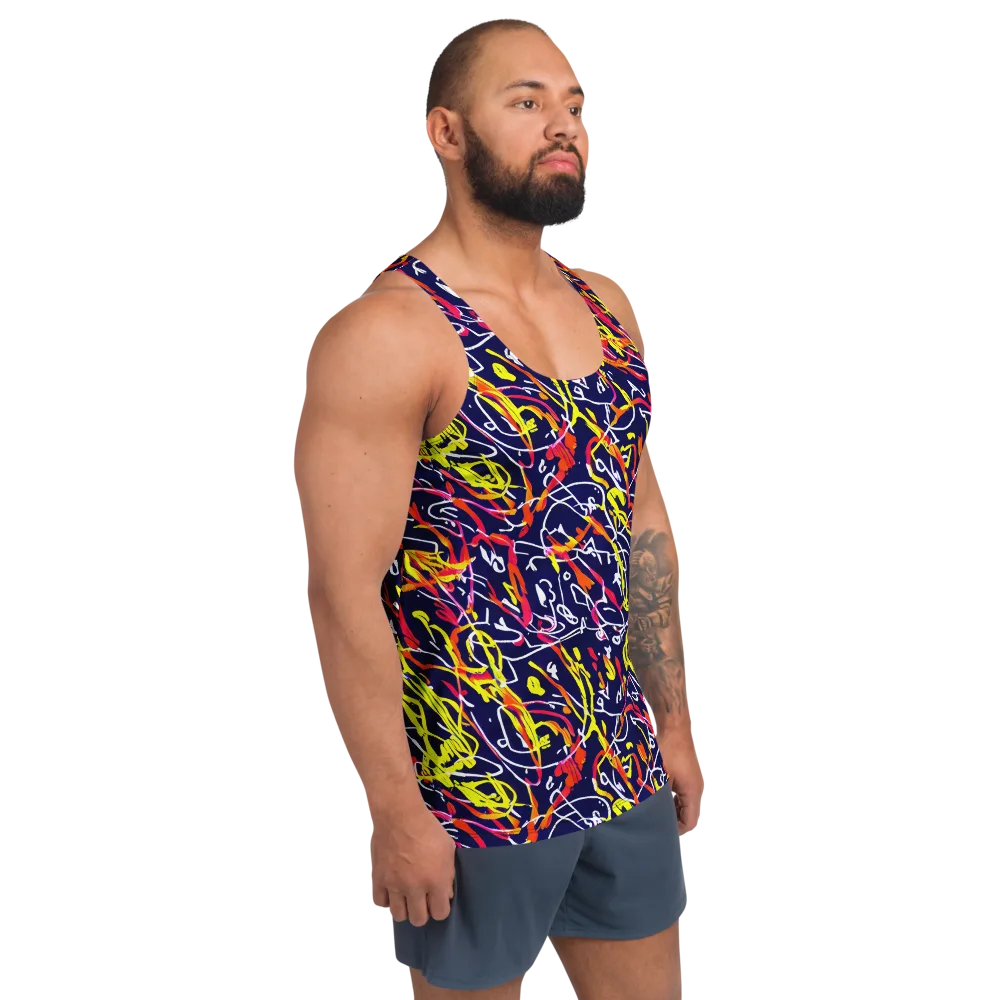 Neon Currents on Men's Tank Top — Right Front