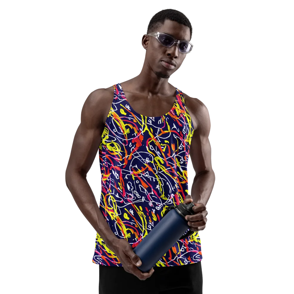 Neon Currents on Men's Tank Top — Front