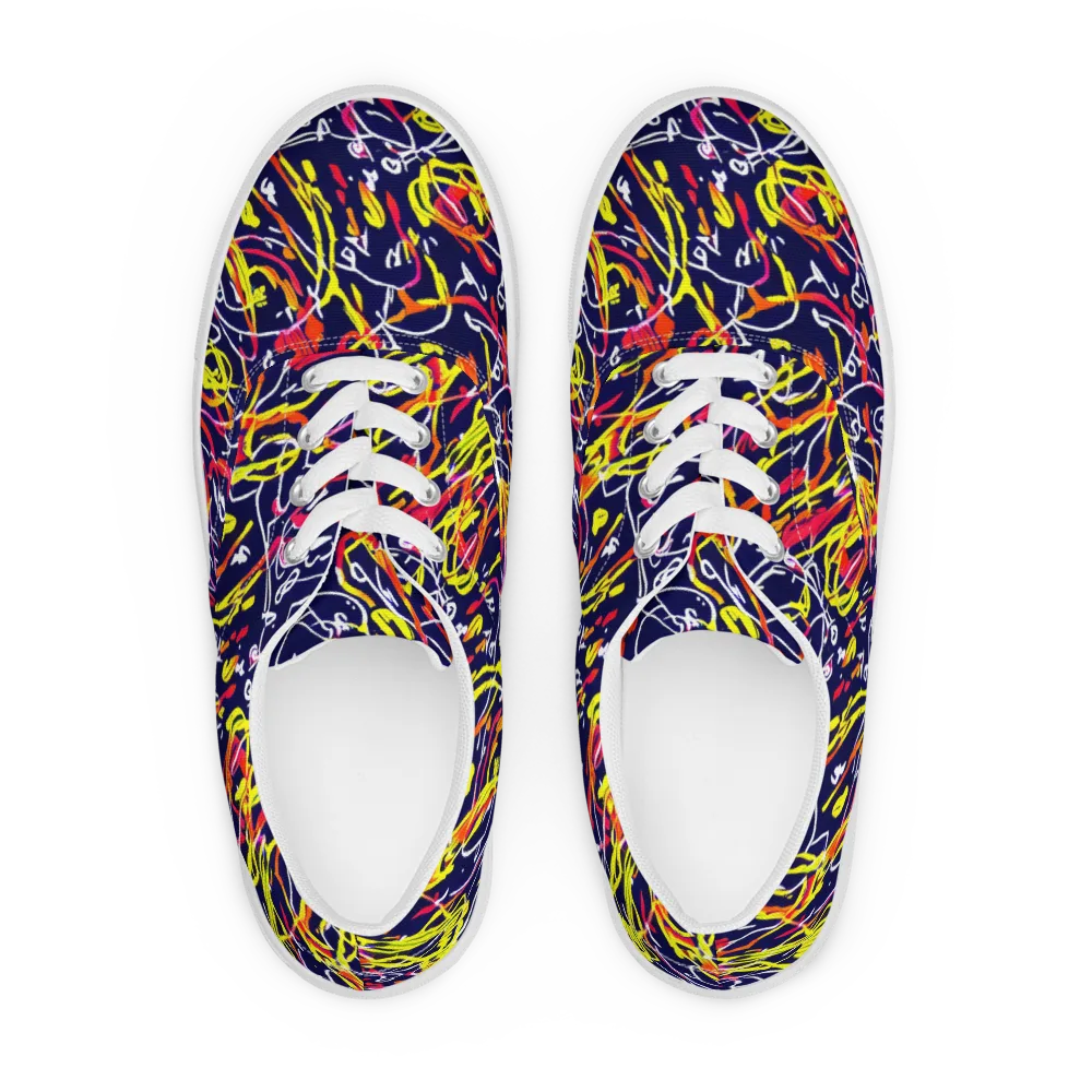 Neon Currents on Men's Lace-Up Canvas Shoes — Front