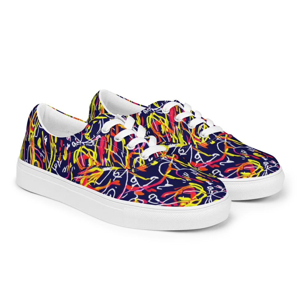 Neon Currents on Men's Lace-Up Canvas Shoes — Right Front