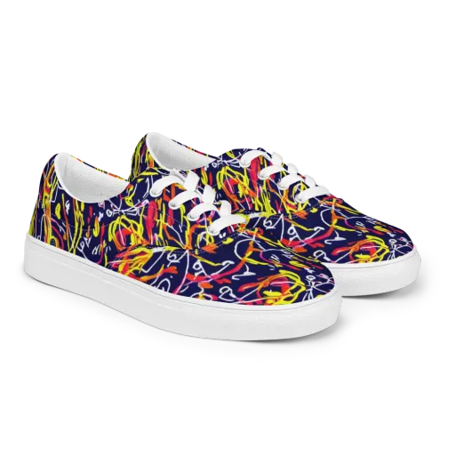 Neon Currents on a Men's Lace-Up Canvas Shoes