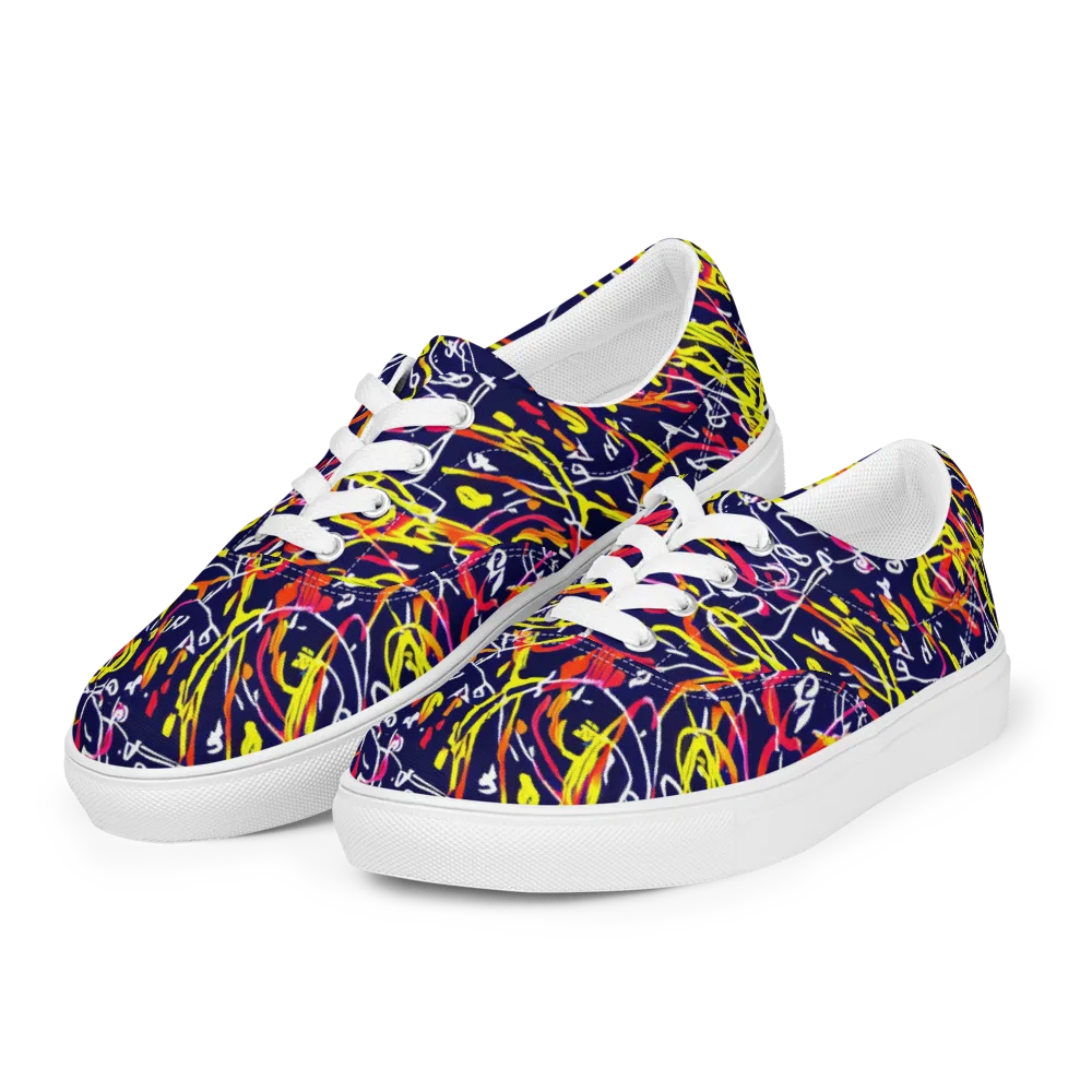 Neon Currents on Men's Lace-Up Canvas Shoes — Left Front