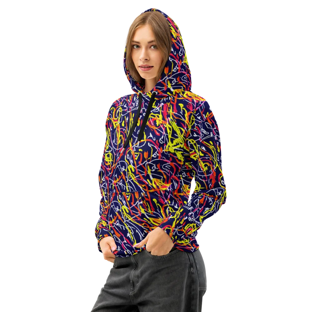 Neon Currents on Cotton Hoodie — Left Front