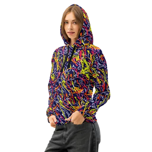 Neon Currents on a Cotton Hoodie