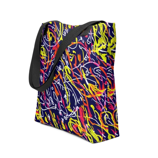 Neon Currents on a Tote Bag