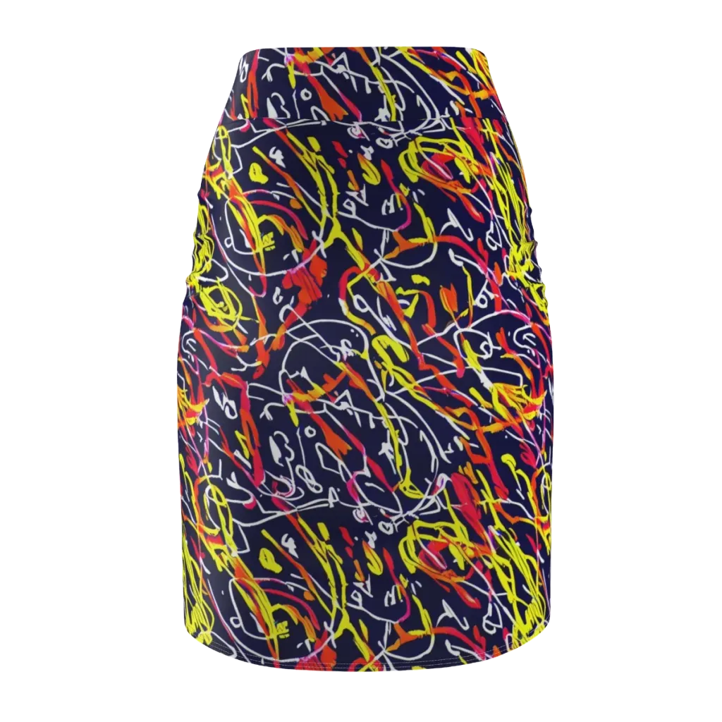 Neon Currents on Pencil Skirt — Back