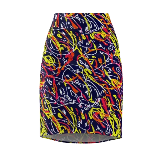 Neon Currents on a Pencil Skirt