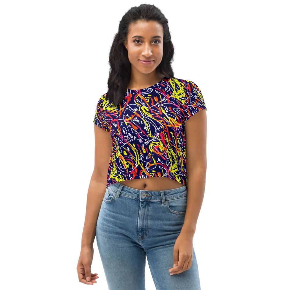 Neon Currents on Crop Tee — Front