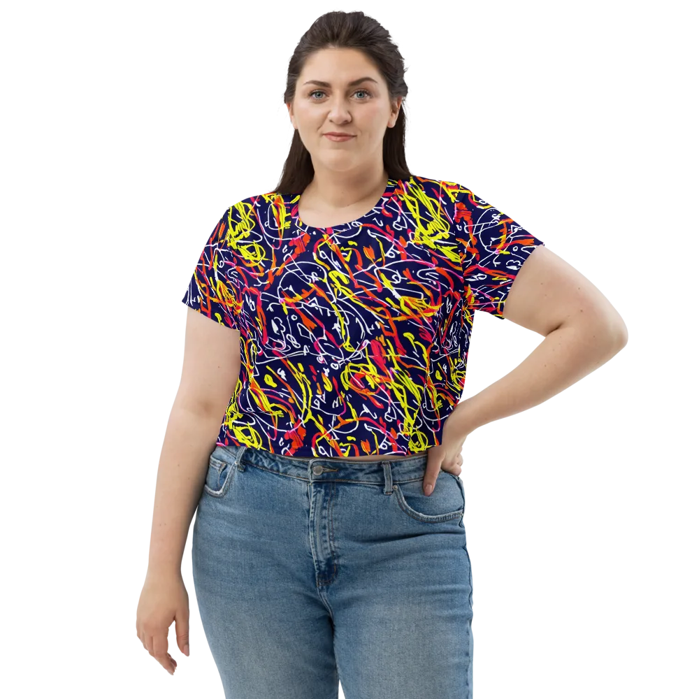 Neon Currents on Crop Tee — Front