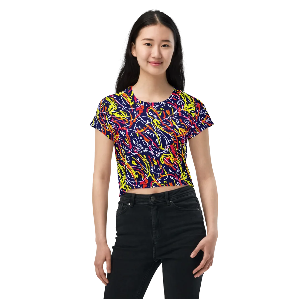 Neon Currents on Crop Tee — Front
