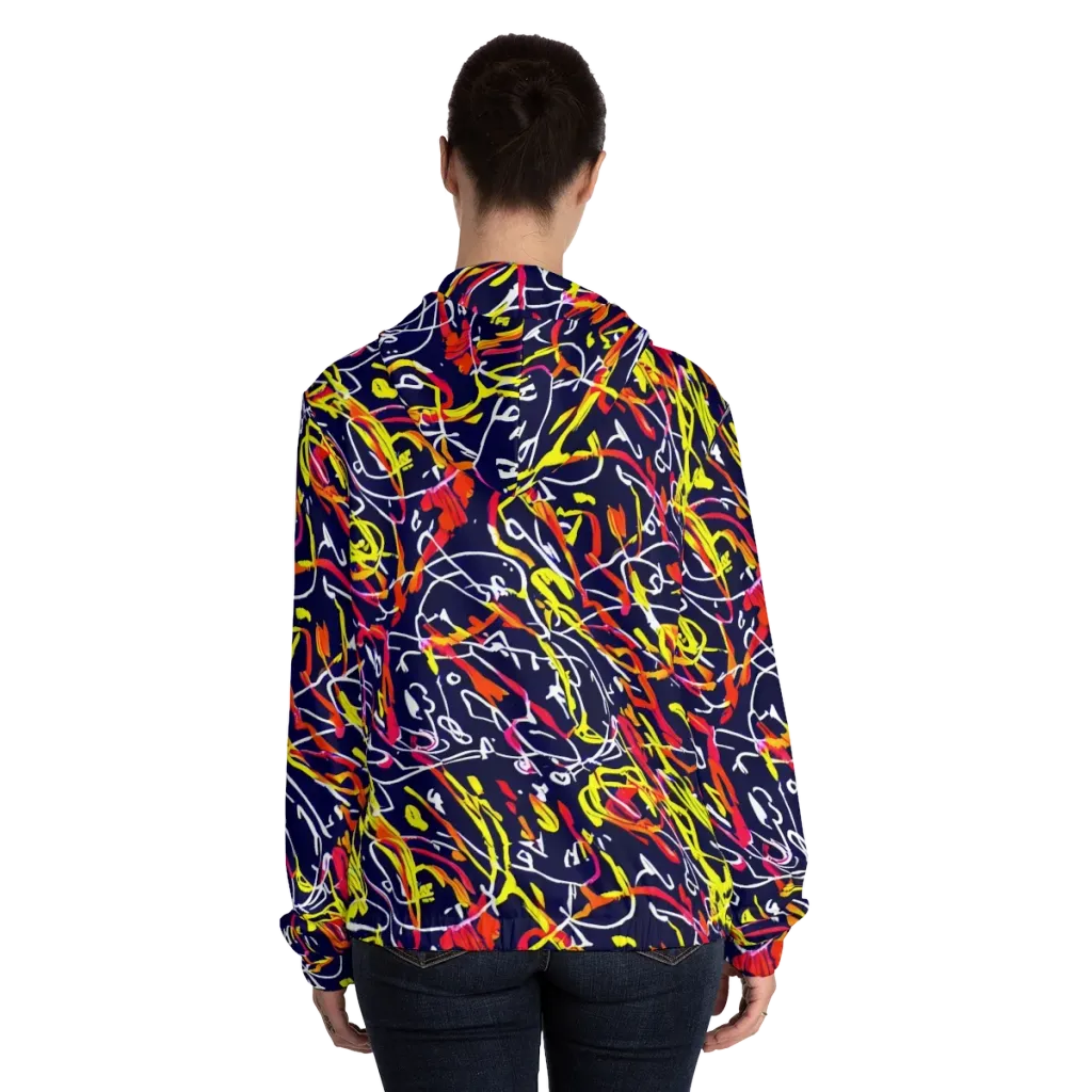 Neon Currents on Women's Full-Zip Hoodie — Back On Person
