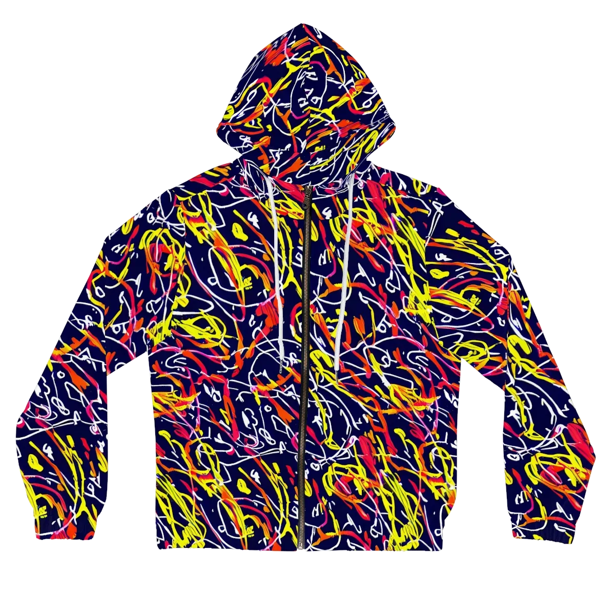 Neon Currents on Women's Full-Zip Hoodie — Front