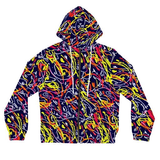 Neon Currents on a Women's Full-Zip Hoodie