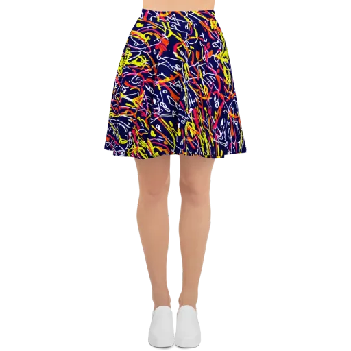 Neon Currents on a Skater Skirt