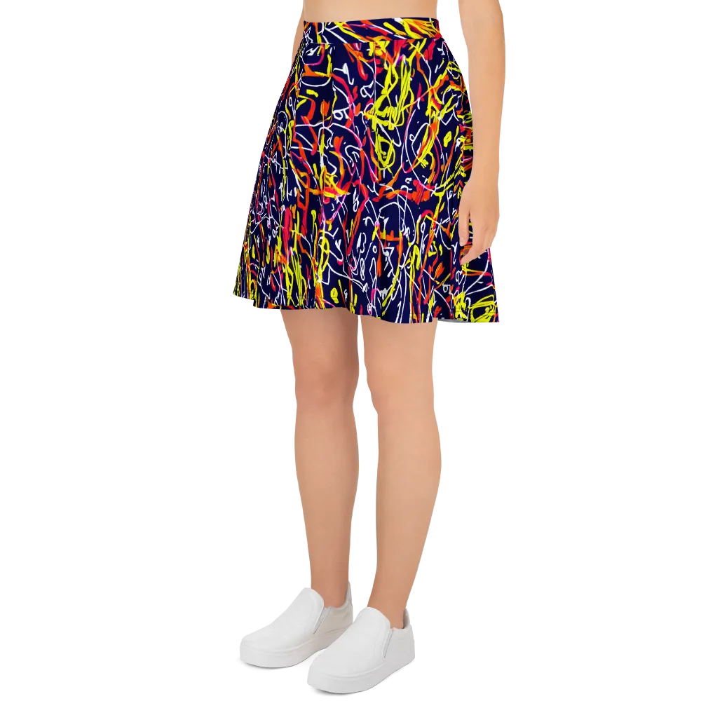 Neon Currents on Skater Skirt — Left
