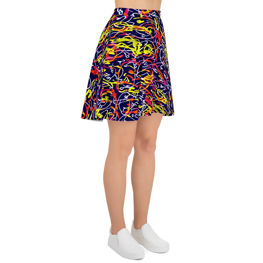 Neon Currents on Skater Skirt — Right