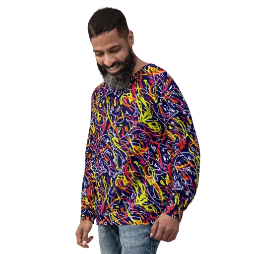 Neon Currents on a Sweatshirt