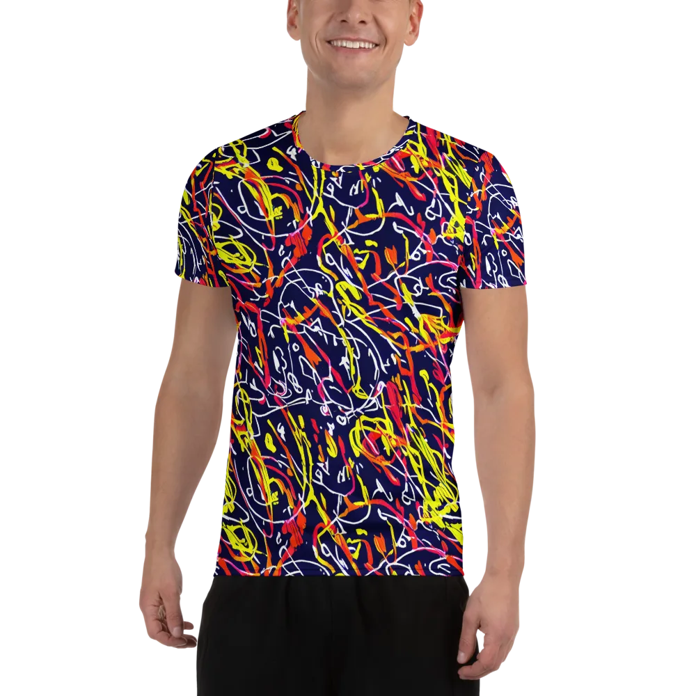 Neon Currents on Men's Athletic T-Shirt — Front