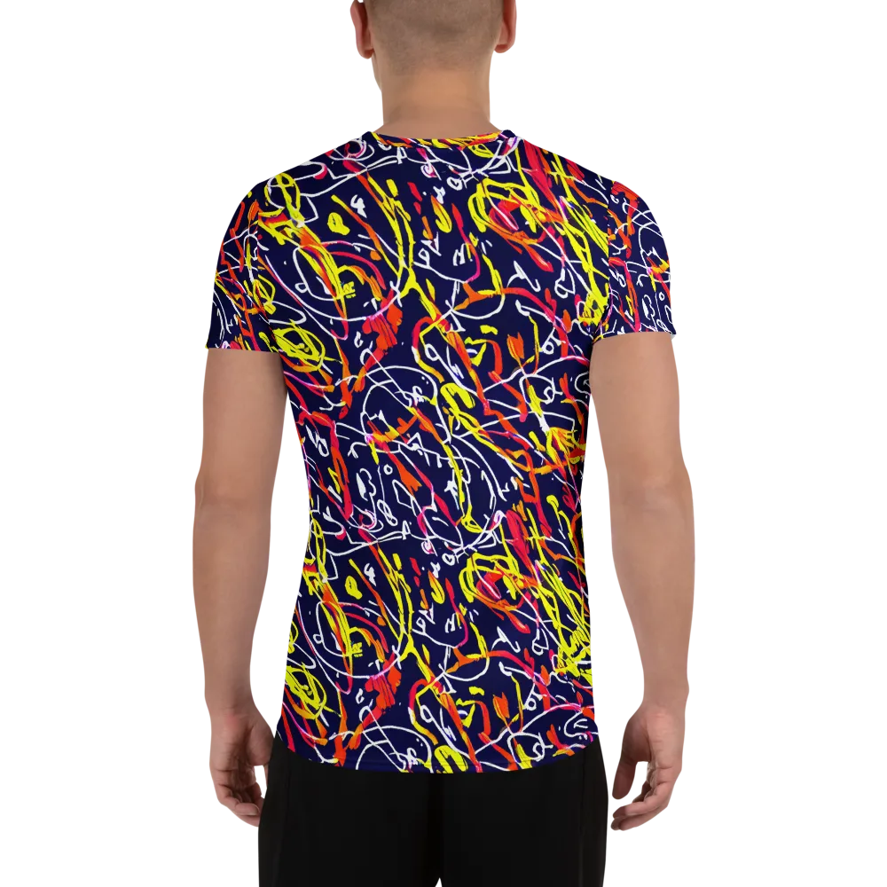 Neon Currents on Men's Athletic T-Shirt — Back