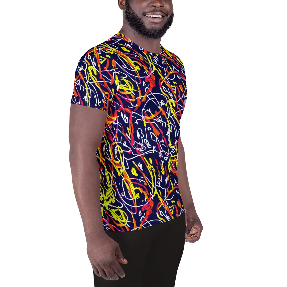 Neon Currents on Men's Athletic T-Shirt — Right