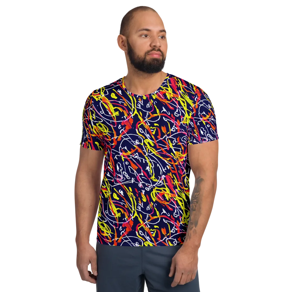 Neon Currents on Men's Athletic T-Shirt — Front