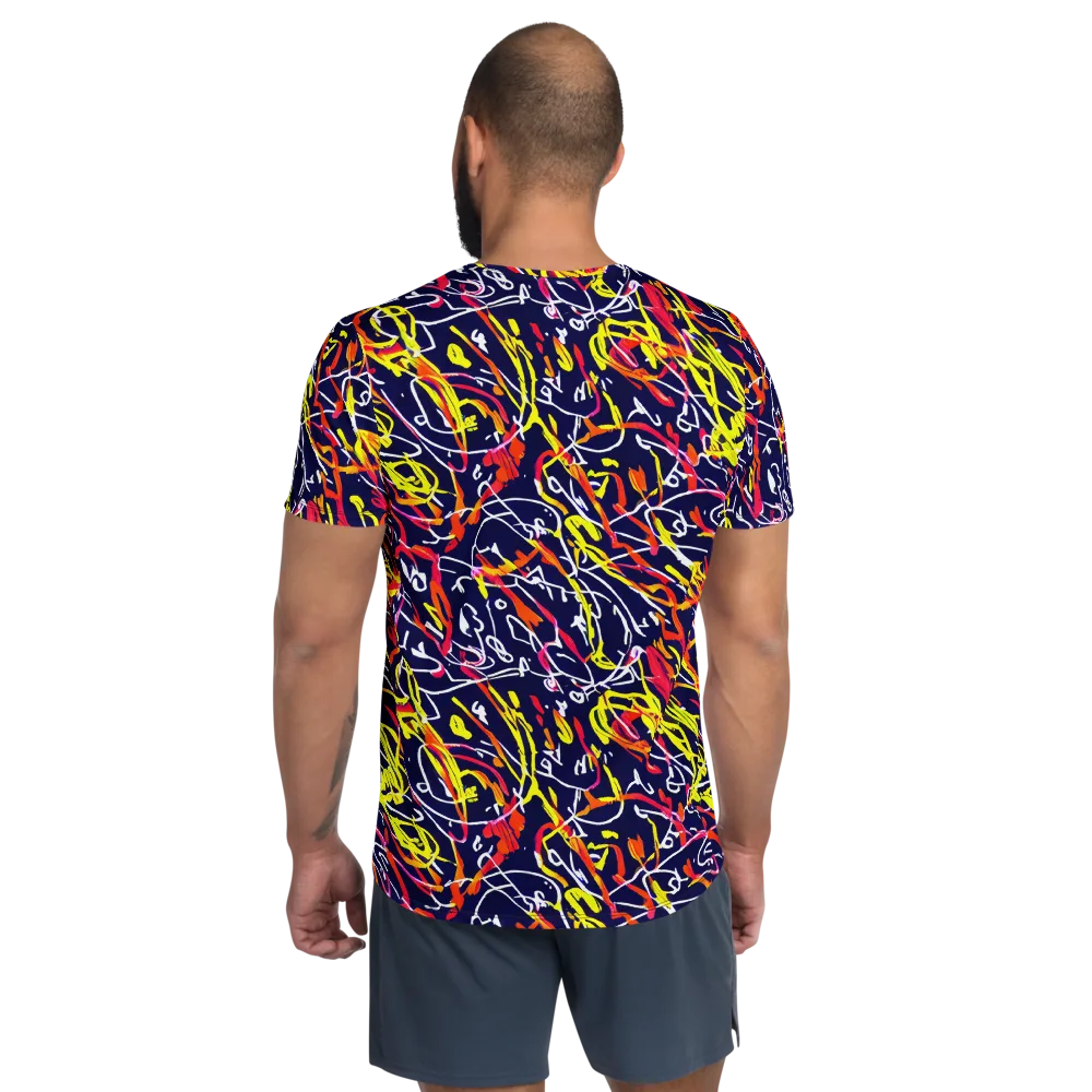 Neon Currents on Men's Athletic T-Shirt — Back