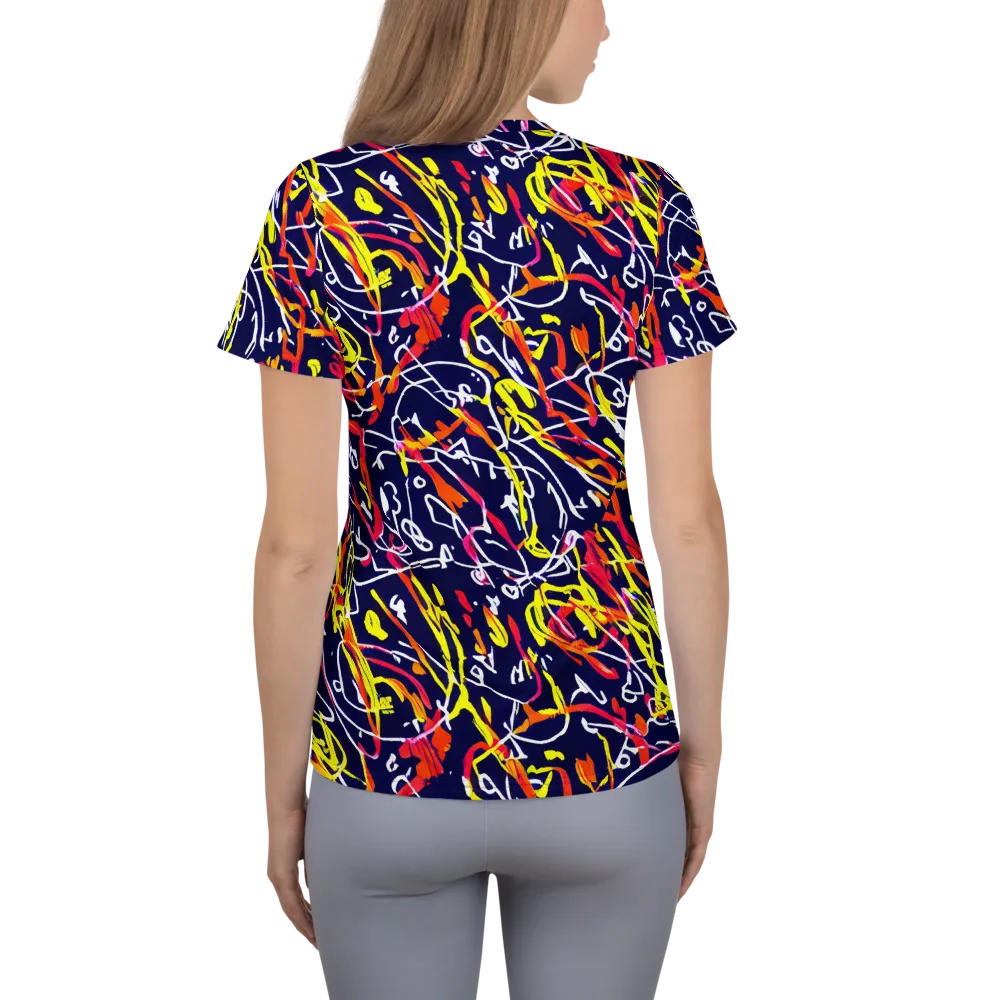 Neon Currents on Women's Athletic T-Shirt — Back