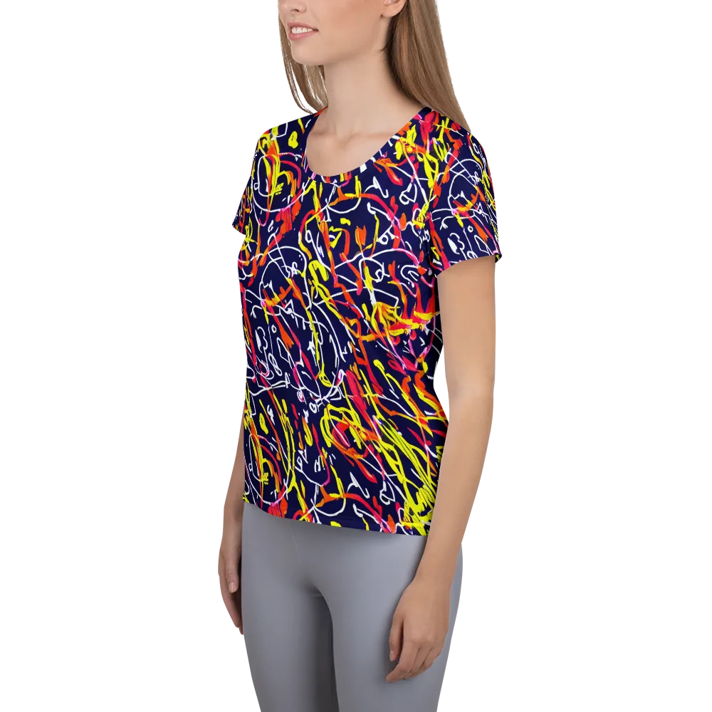Neon Currents on Women's Athletic T-Shirt — Left