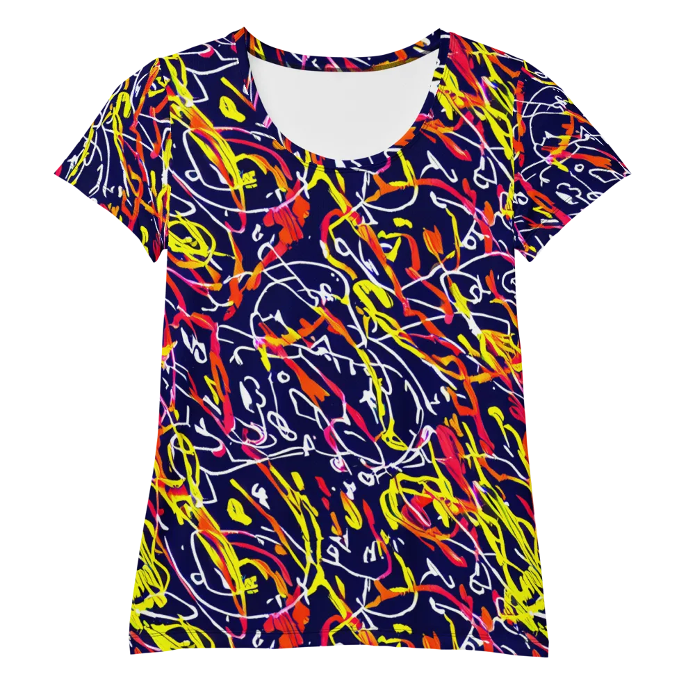 Neon Currents on Women's Athletic T-Shirt — Front