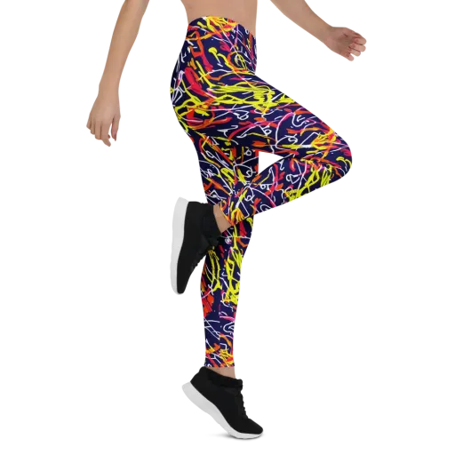 Neon Currents on a Leggings