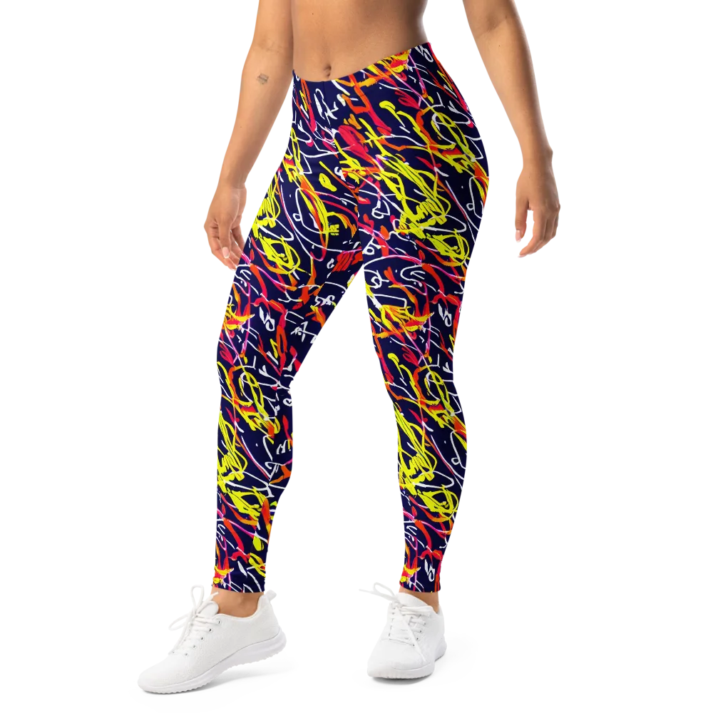 Neon Currents on Leggings — Left Front