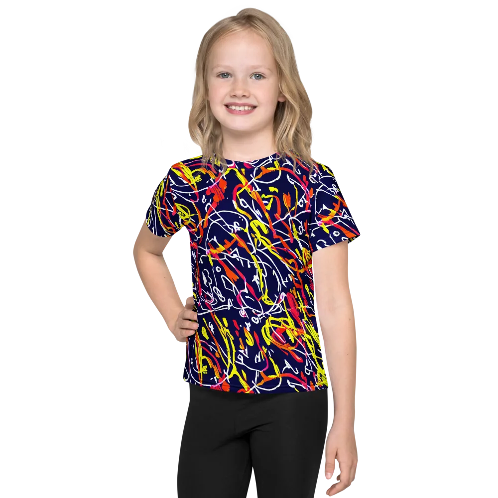 Neon Currents on Kids Crew Neck T-Shirt — Front