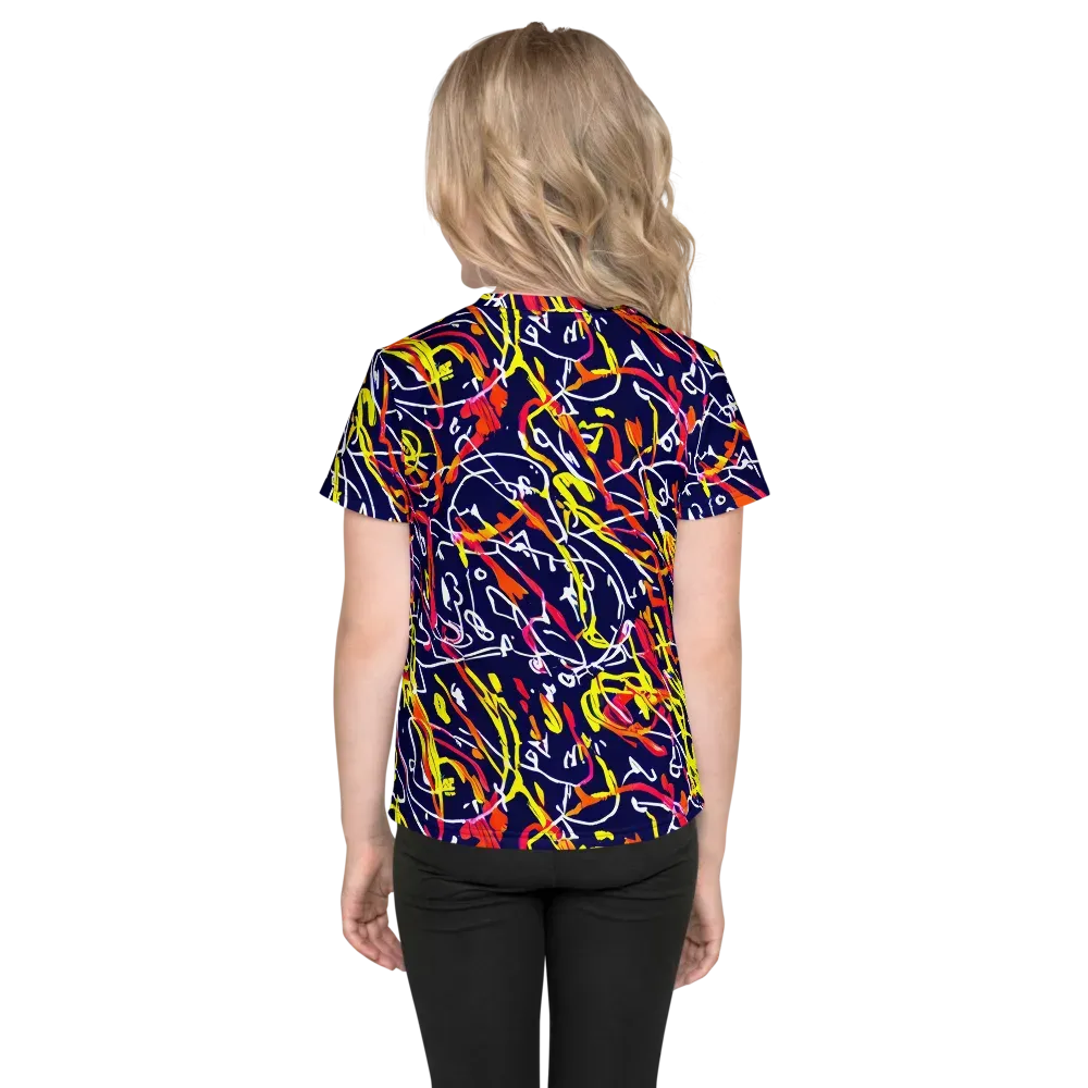 Neon Currents on Kids Crew Neck T-Shirt — Back