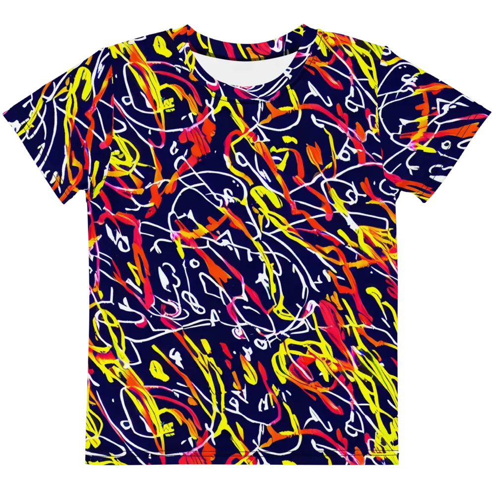 Neon Currents on Kids Crew Neck T-Shirt — Front