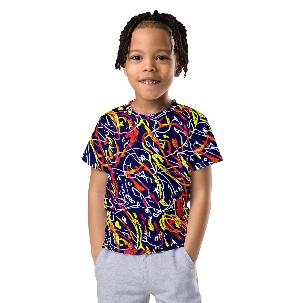 Neon Currents on Kids Crew Neck T-Shirt — Front