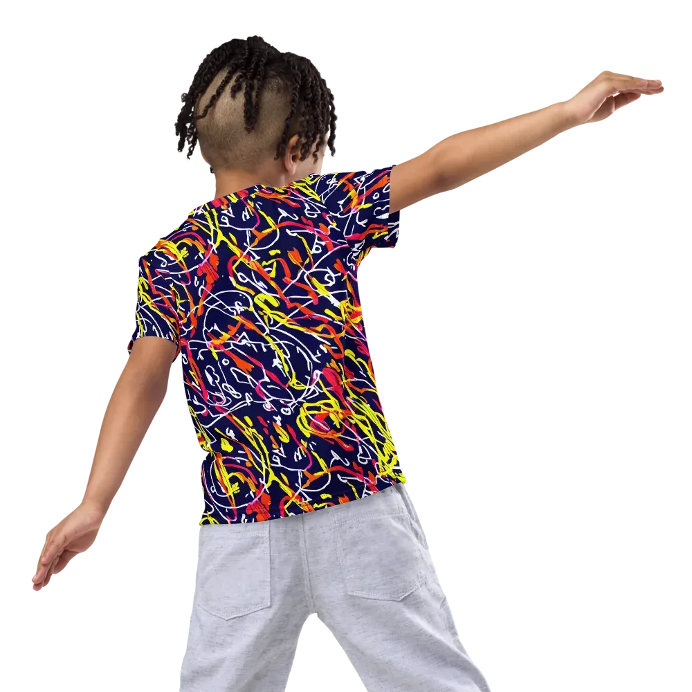 Neon Currents on Kids Crew Neck T-Shirt — Back