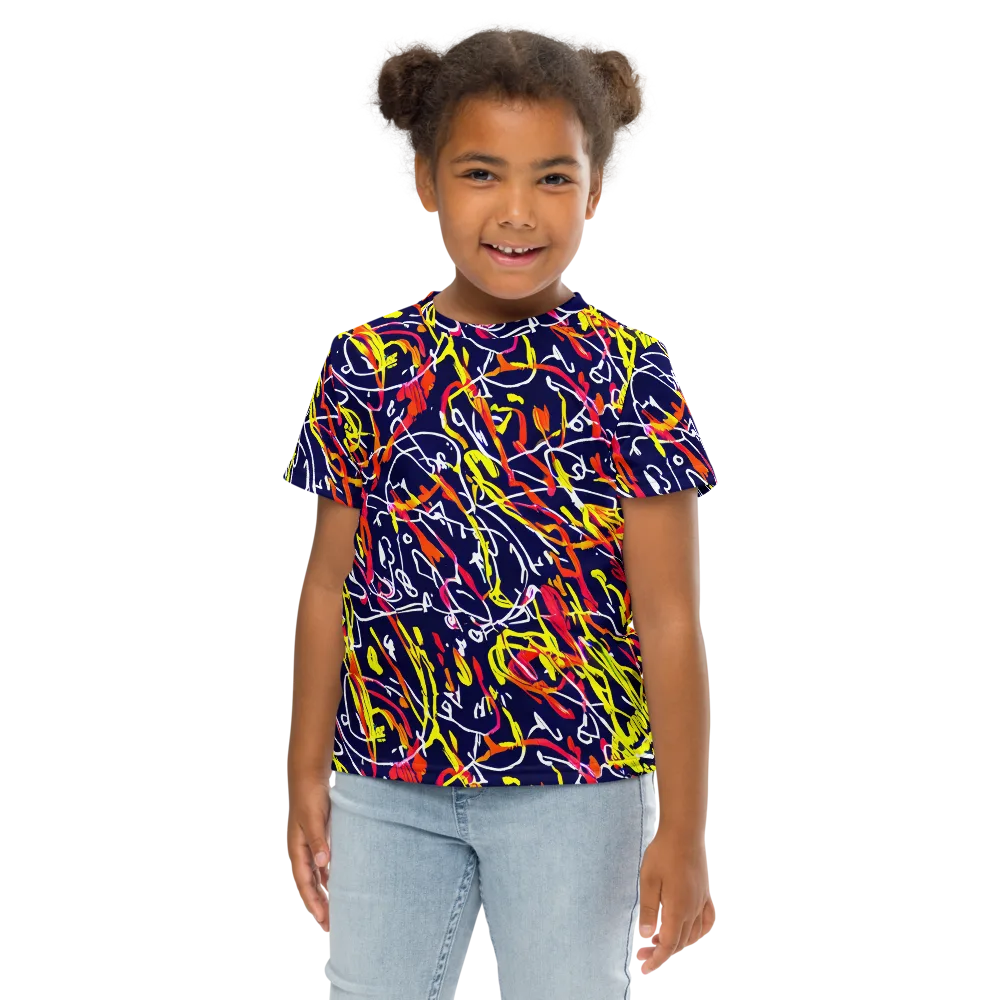 Neon Currents on Kids Crew Neck T-Shirt — Front