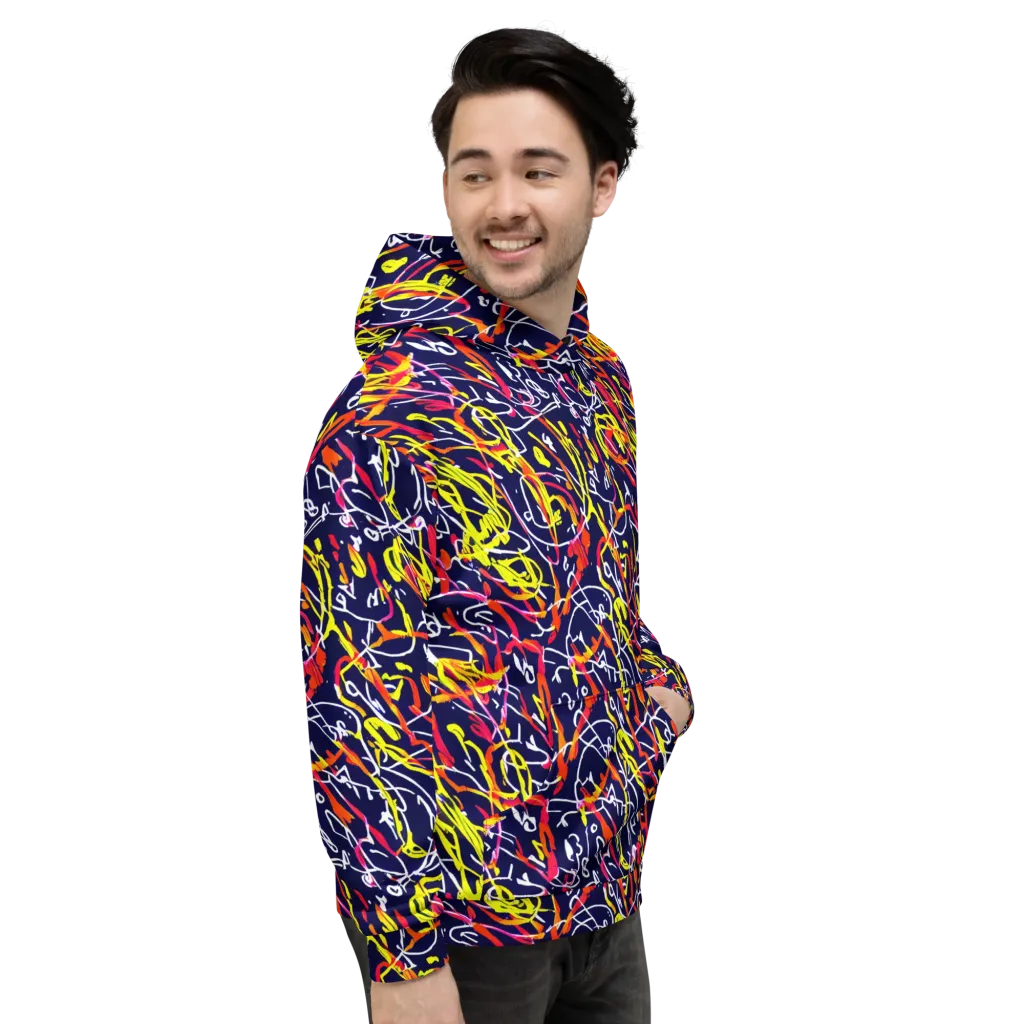 Neon Currents on Hoodie — Right