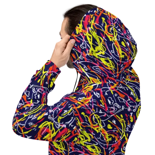 Neon Currents on a Hoodie