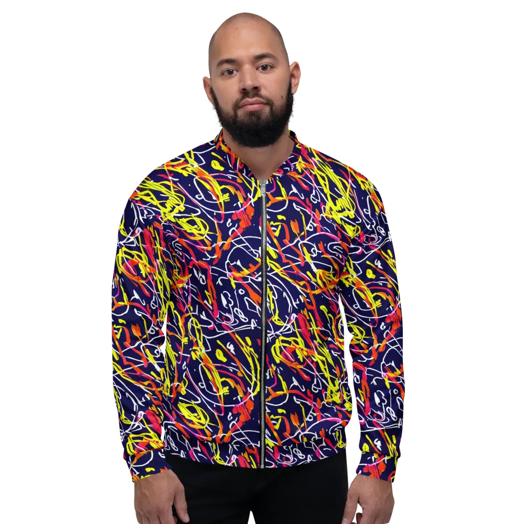 Neon Currents on Bomber Jacket — Front