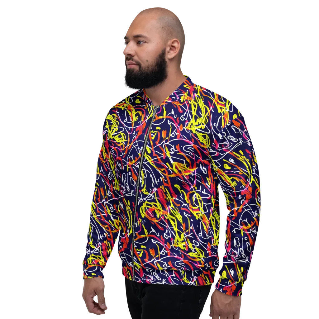 Neon Currents on Bomber Jacket — Left