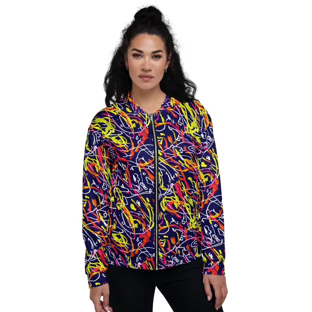 Neon Currents on Bomber Jacket — Front