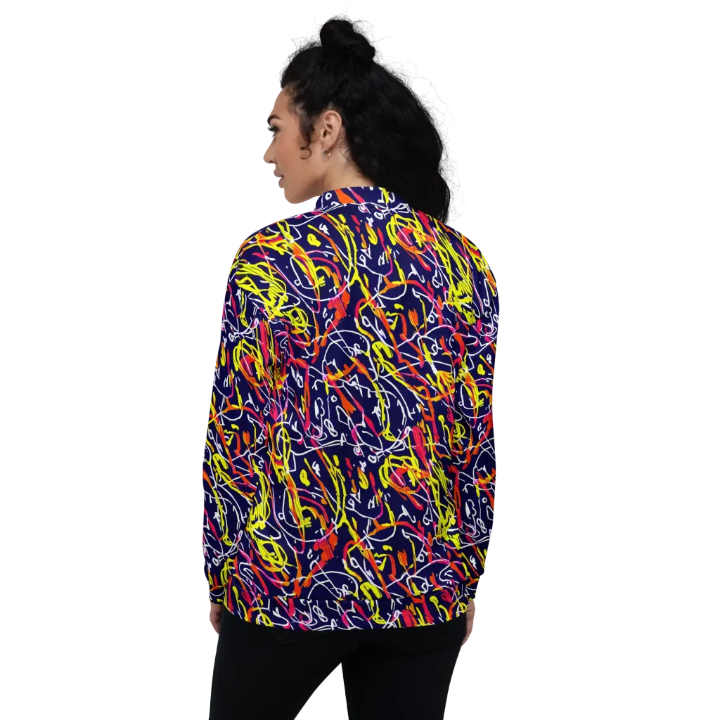 Neon Currents on Bomber Jacket — Back