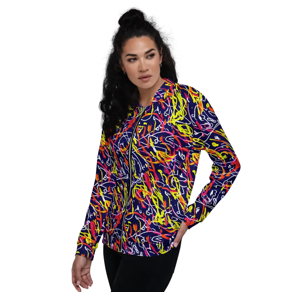 Neon Currents on Bomber Jacket — Left