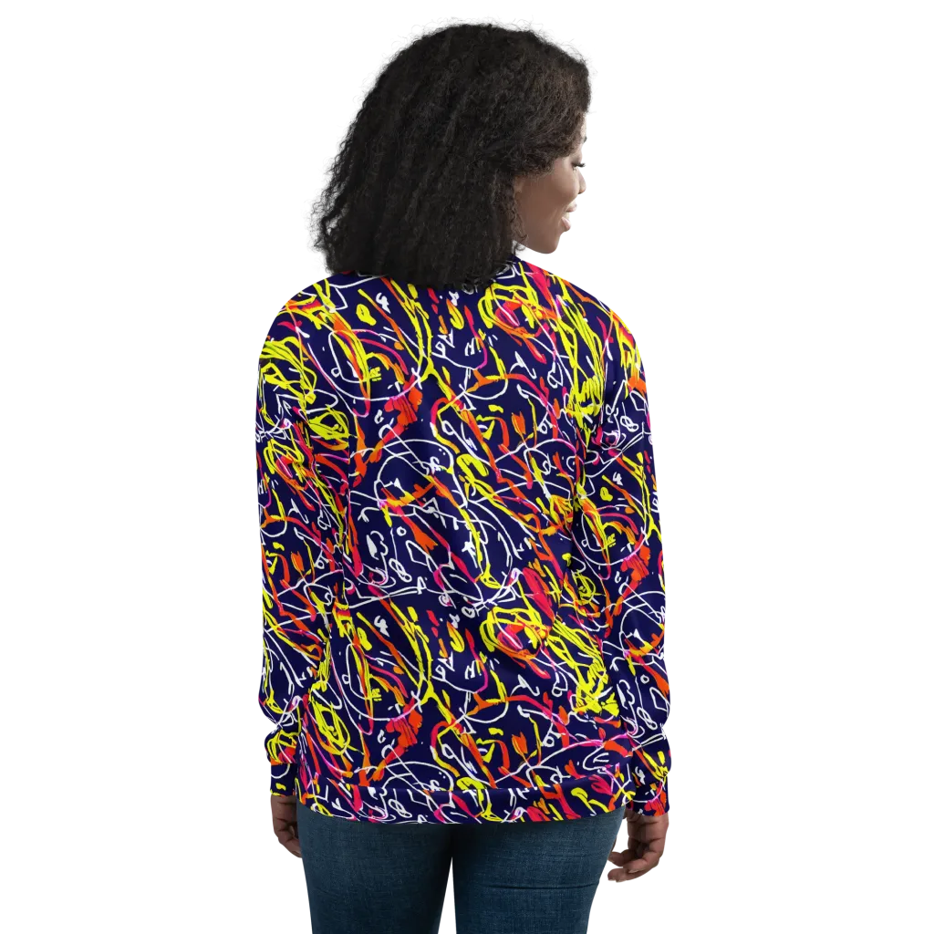 Neon Currents on Bomber Jacket — Back