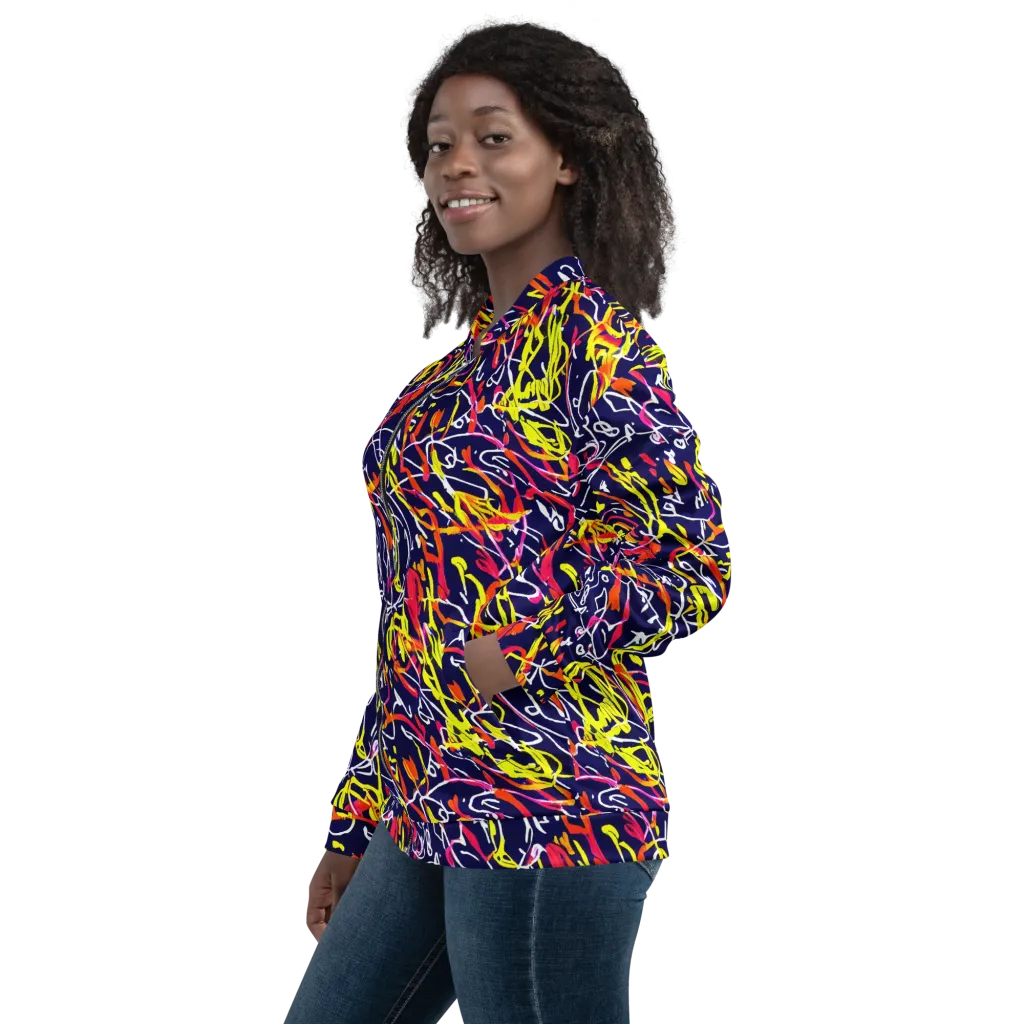 Neon Currents on Bomber Jacket — Left