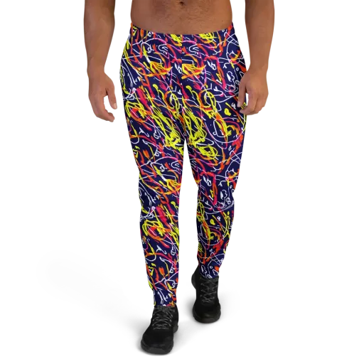 Neon Currents on a Men's Joggers