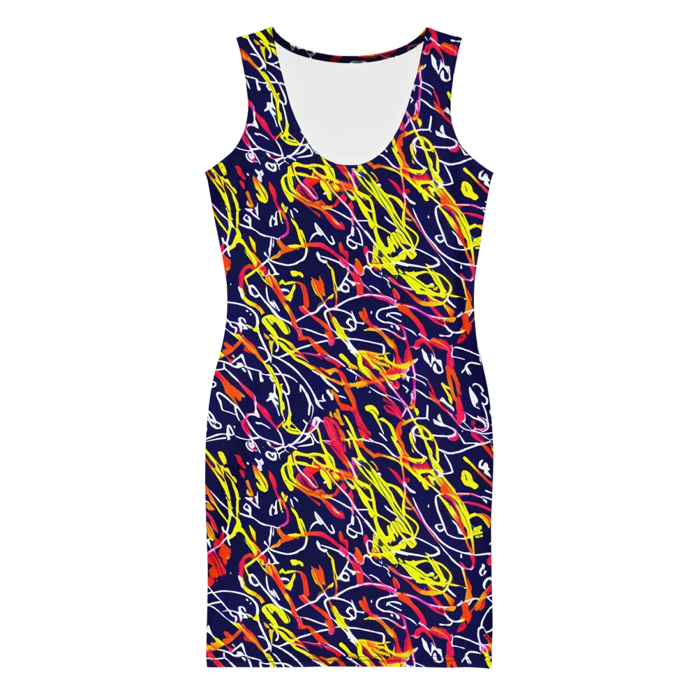 Neon Currents on Bodycon Dress — Front