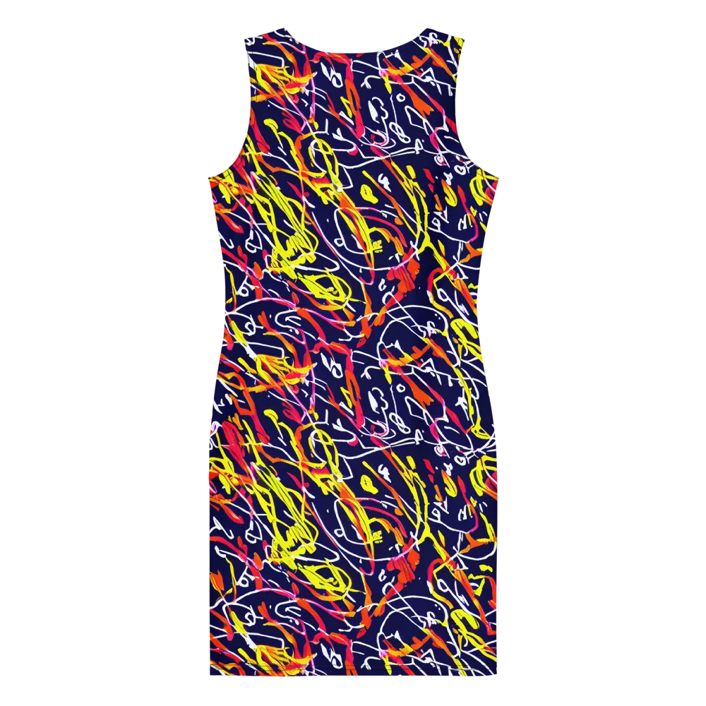Neon Currents on Bodycon Dress — Back