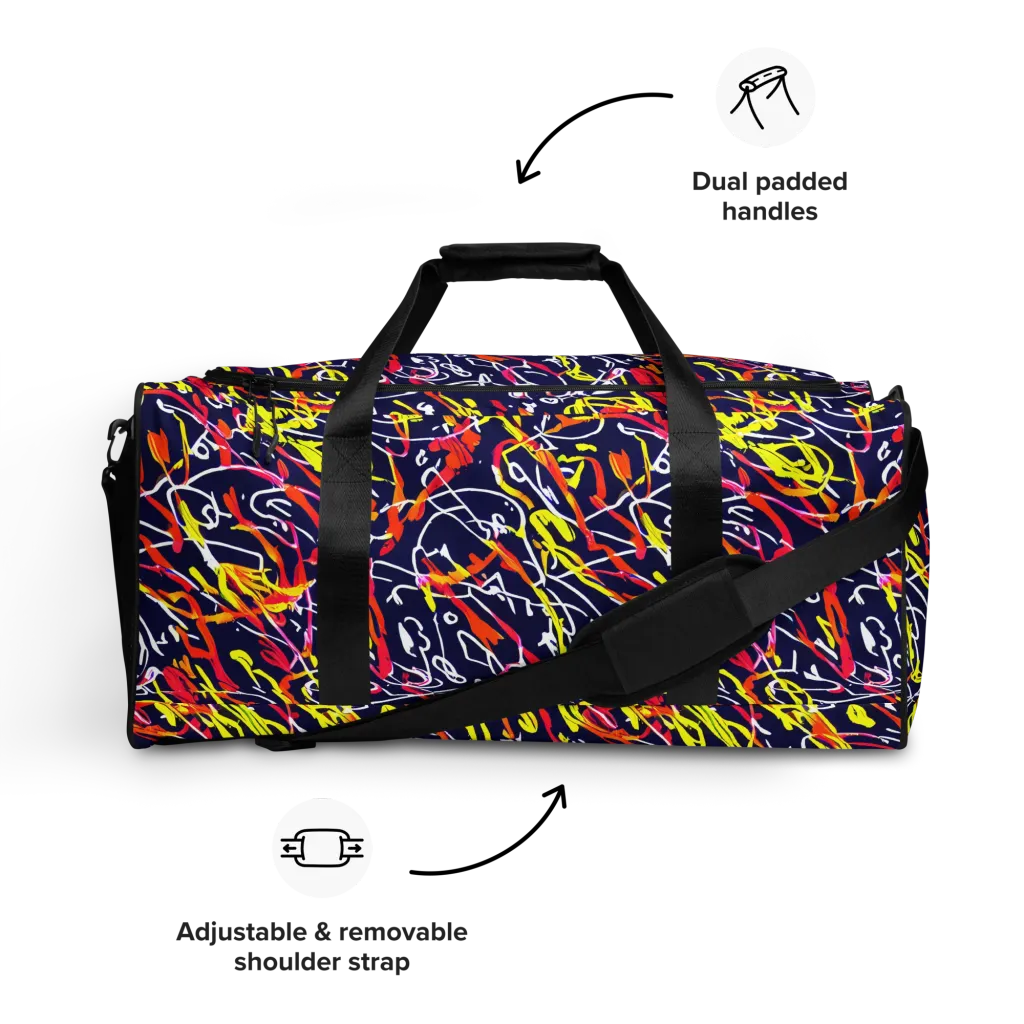 Neon Currents on Duffle Bag — Front